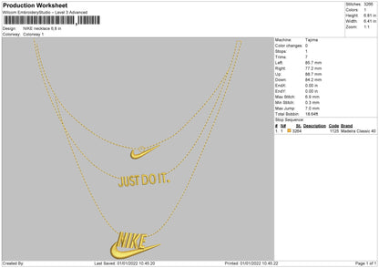 Nike Necklace Embroidery File 4 size
