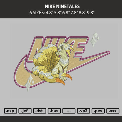 Nike Ninetales Embroidery Machine Design File 6 sizes