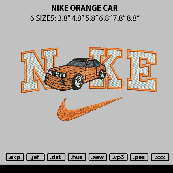 Nike Orange Car Embroidery File 6 sizes