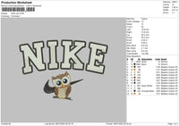 Nike Owl Embroidery File 4 size