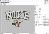 Nike Owl Embroidery File 4 size