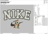 Nike Owl Embroidery File 4 size