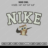 Nike Owl Embroidery File 4 size