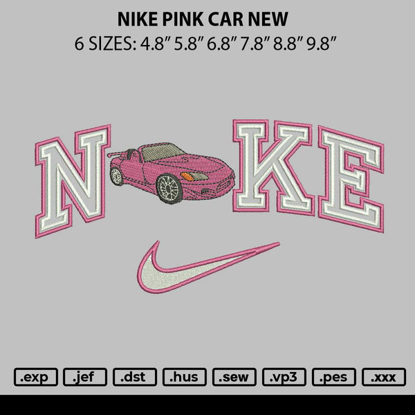Nike Pink Car New Embroidery File 6 sizes