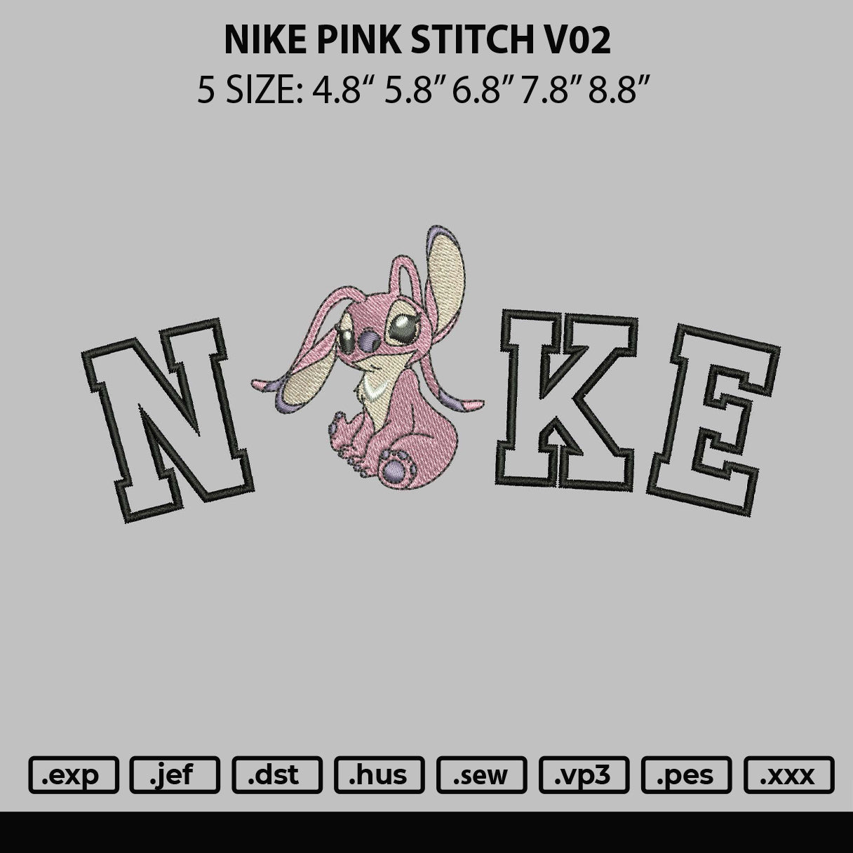 Nike Pink Stitch V02 Embroidery File 6 sizes
