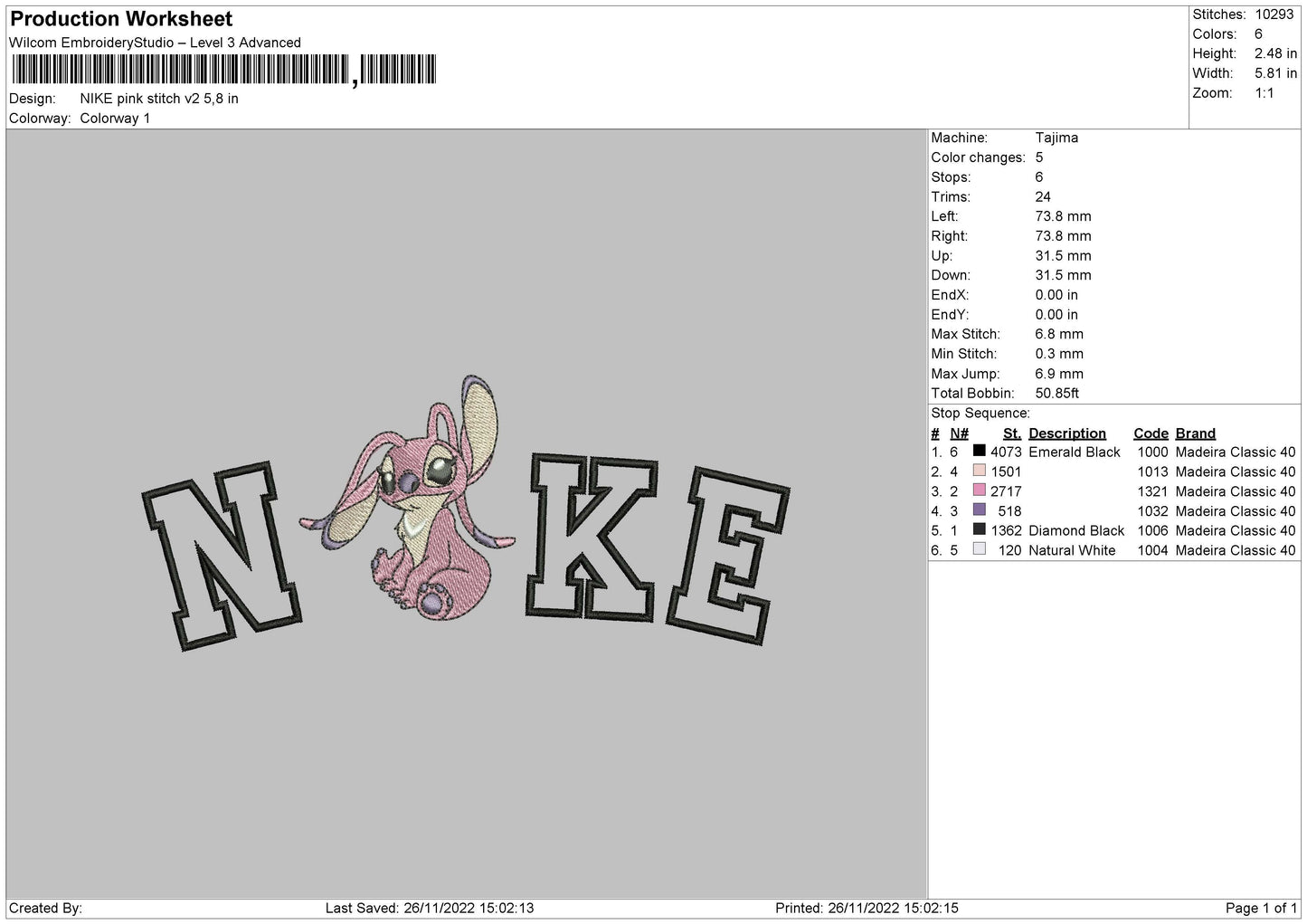 Nike Pink Stitch V02 Embroidery File 6 sizes