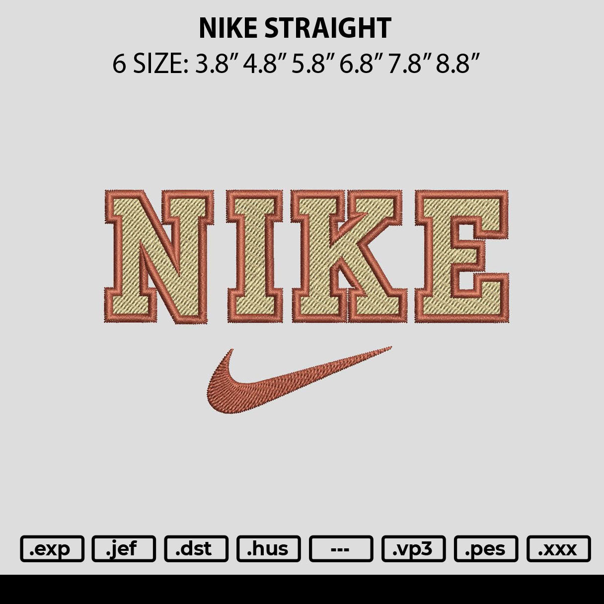 Nike Stright Embroidery File 6 sizes