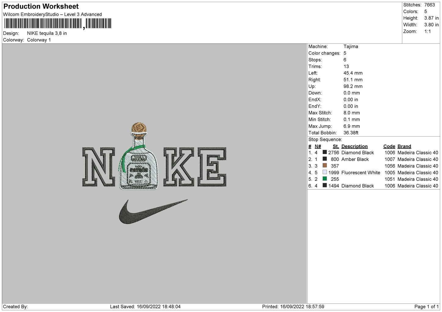 Nike Tequila Embroidery File 5 sizes
