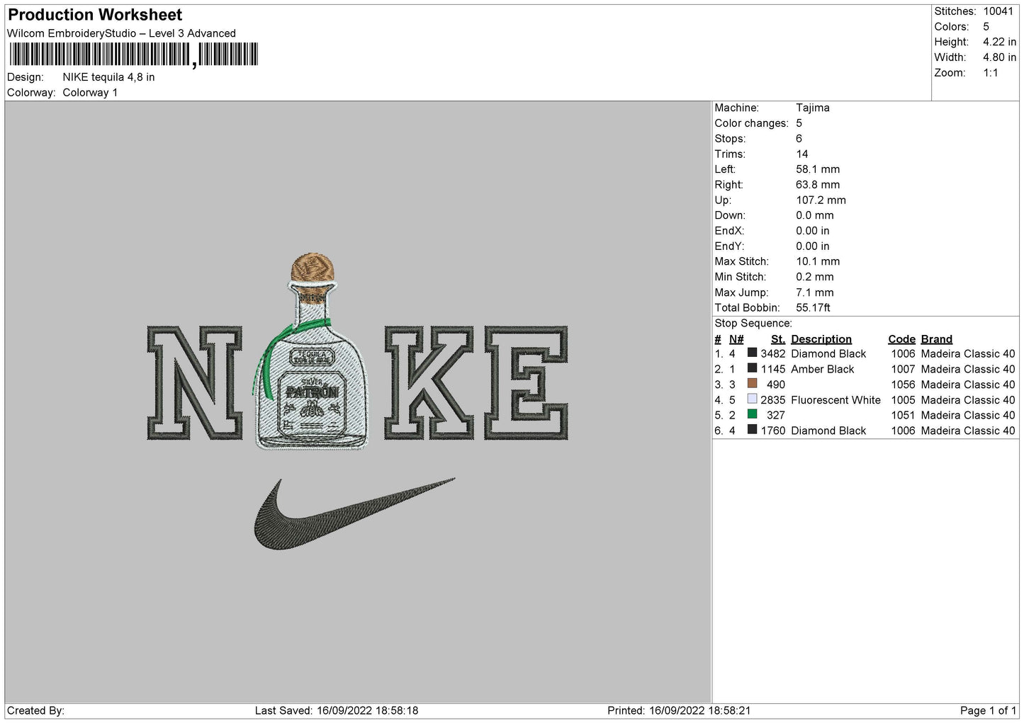 Nike Tequila Embroidery File 5 sizes