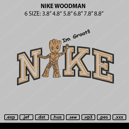 Nike Woodman Embroidery File 6 sizes