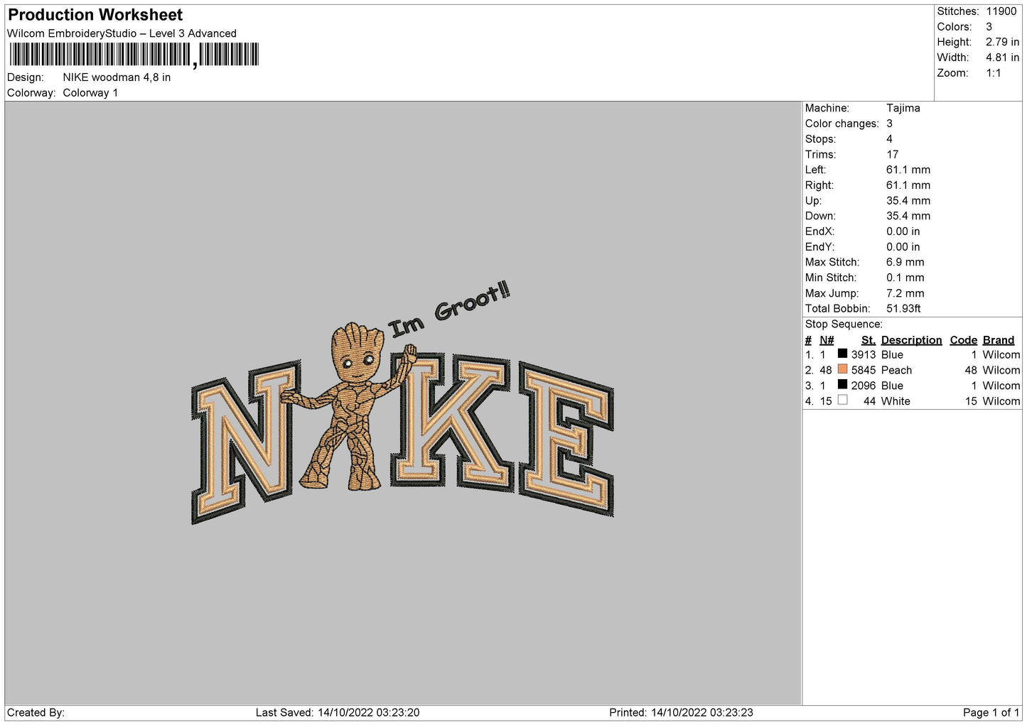 Nike Woodman Embroidery File 6 sizes