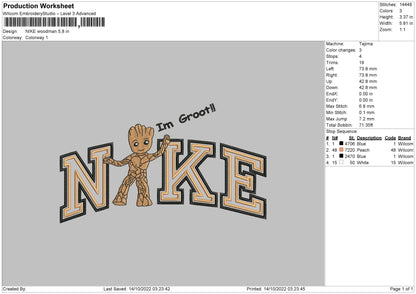 Nike Woodman Embroidery File 6 sizes