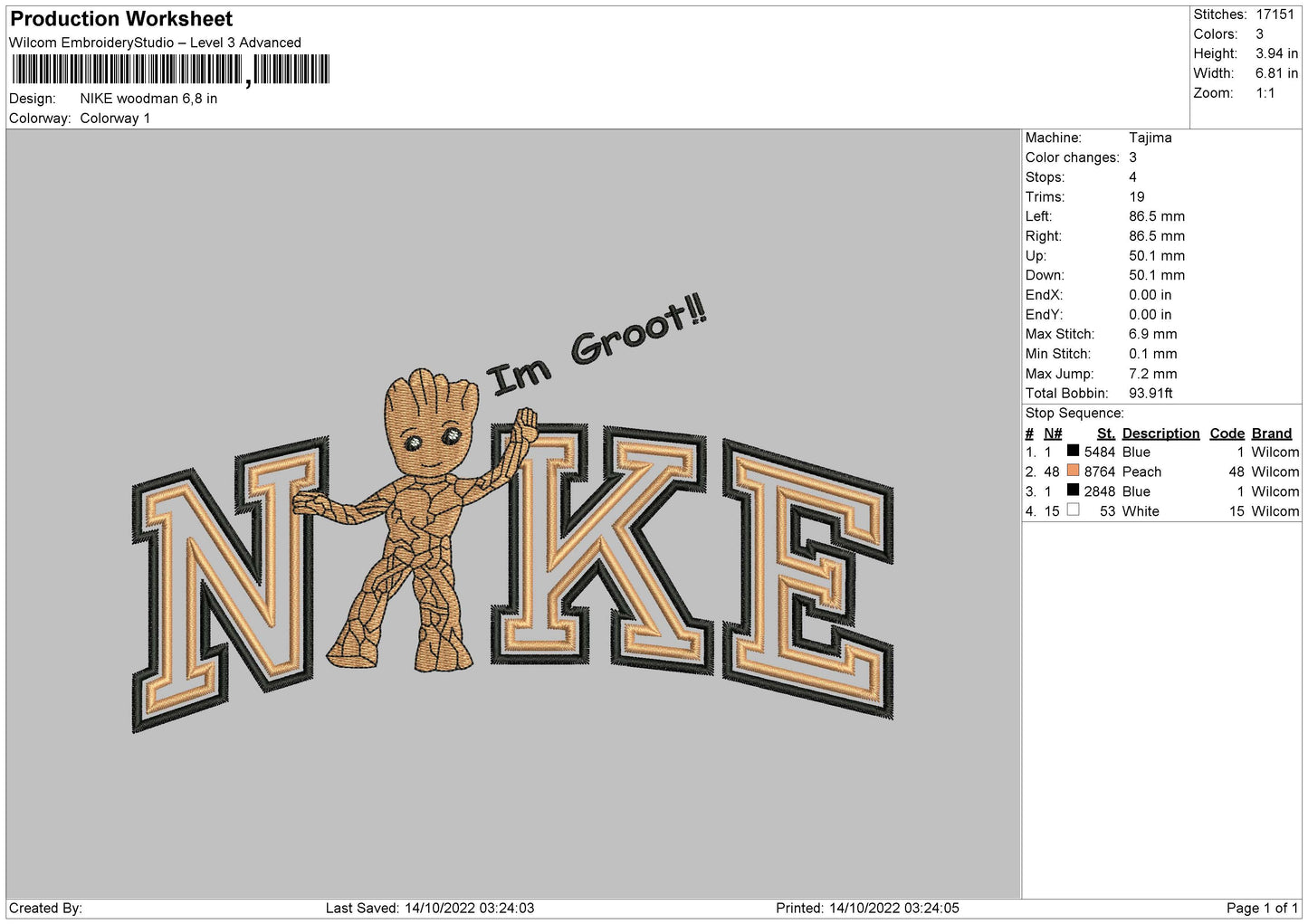 Nike Woodman Embroidery File 6 sizes