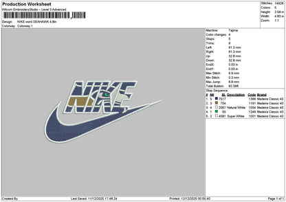 Nike Word Eagle Embroidery File 6 sizes