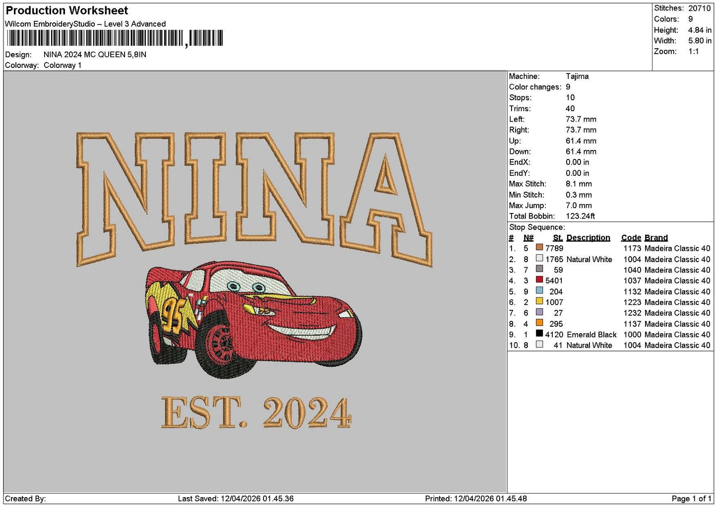 Nina 0904 Embroidery File 6 sizes