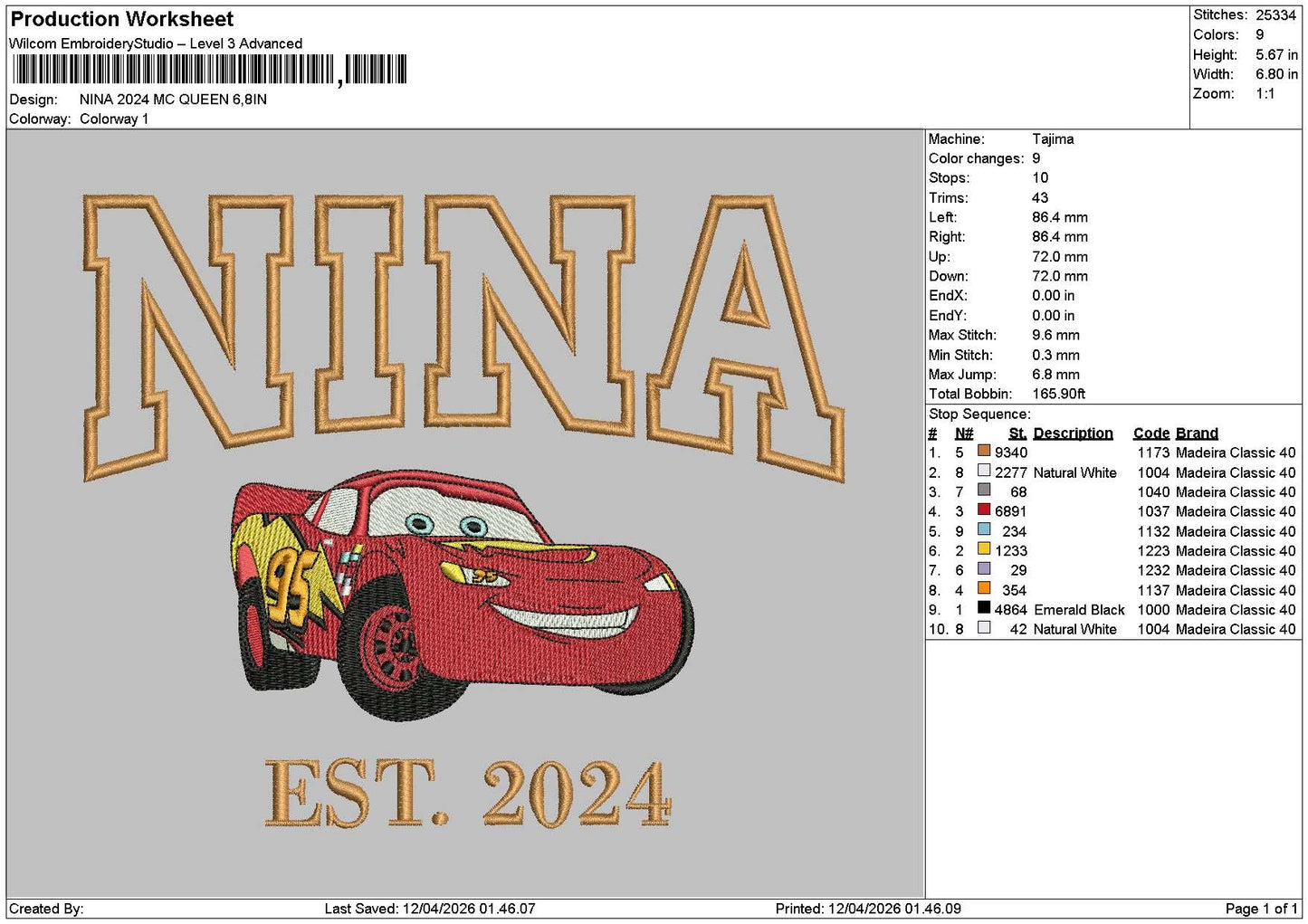 Nina 0904 Embroidery File 6 sizes