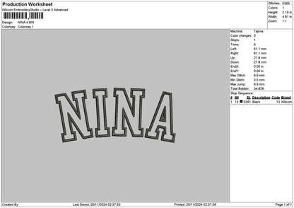 Ninanana Text Embroidery 2 Files