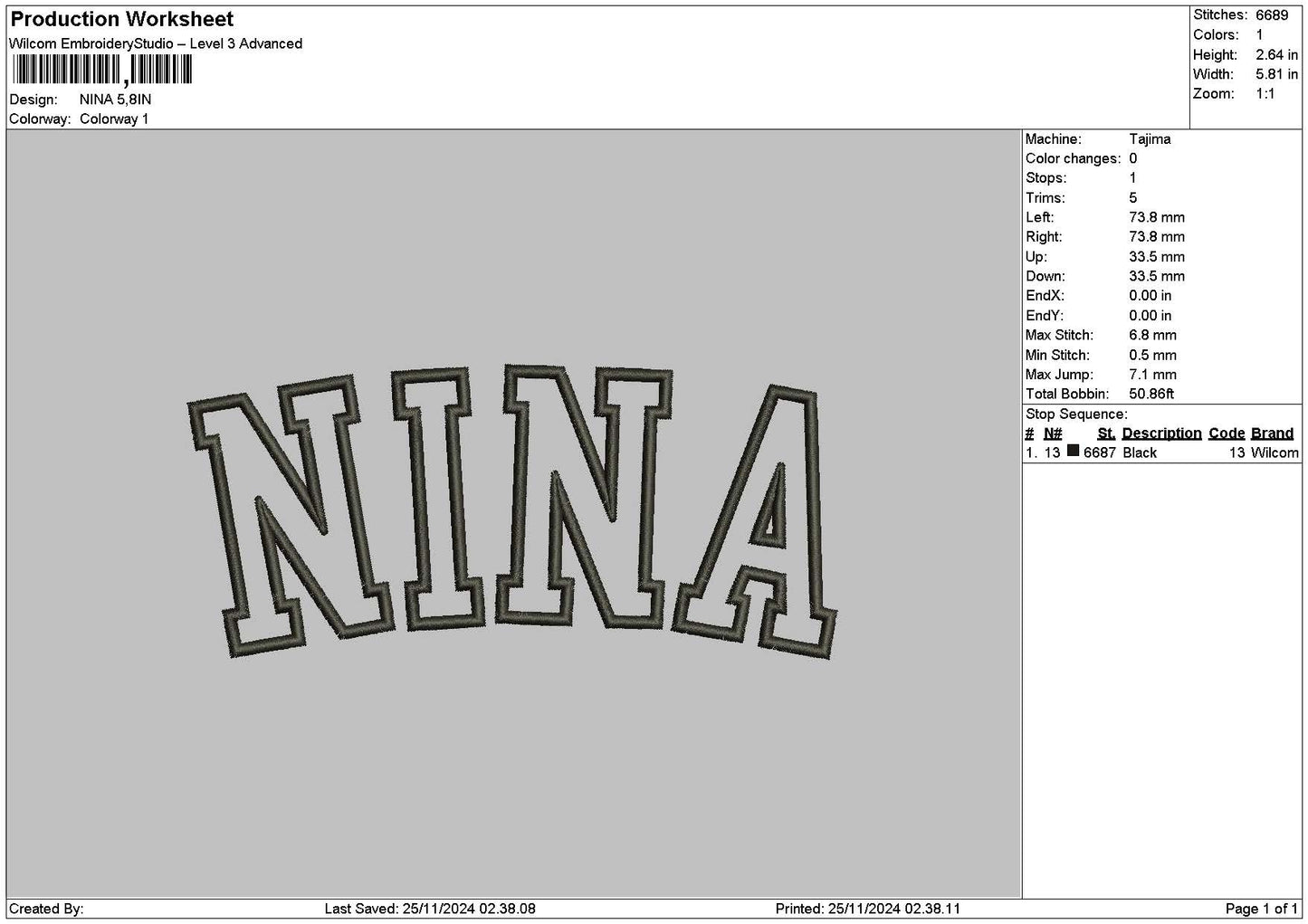 Ninanana Text Embroidery 2 Files