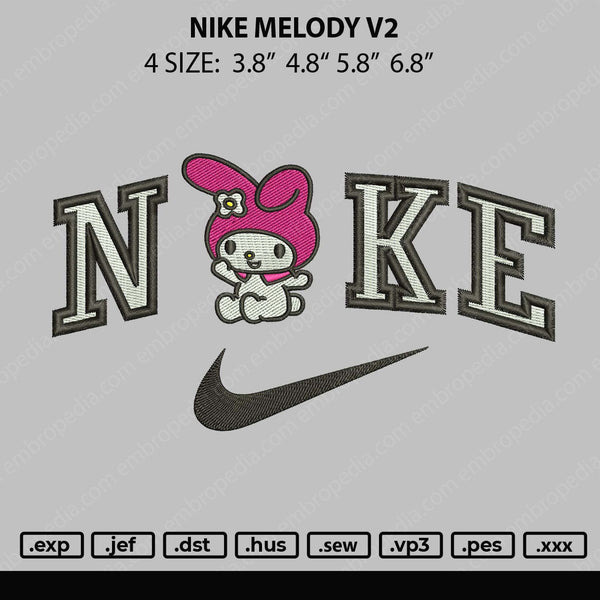 Nike Melody V2 Embroidery File 4 size