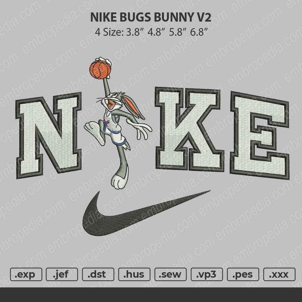 Nike Bugs Bunny embroidery File