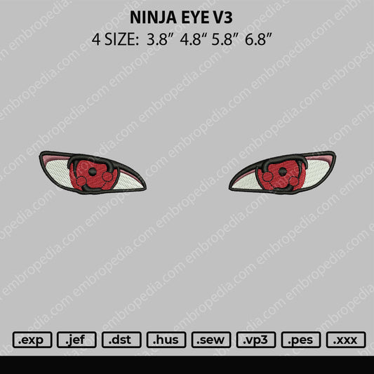 Ninja Eye V3 Embroidery File 4 size