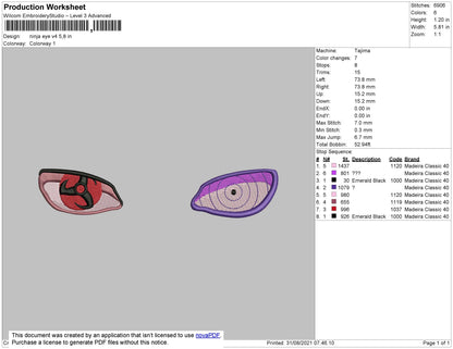 Ninja Eye V4 Embroidery File 4 size