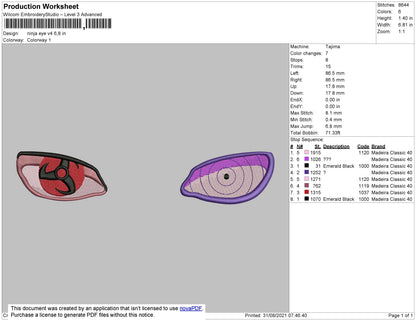 Ninja Eye V4 Embroidery File 4 size