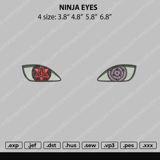 Ninja Eyes Embroidery File 4 size