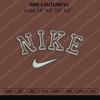 Nike 2 Outline V3 Embroidery File 4 size
