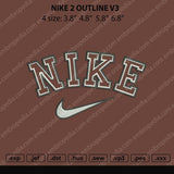 Nike 2 Outline V3 Embroidery File 4 size