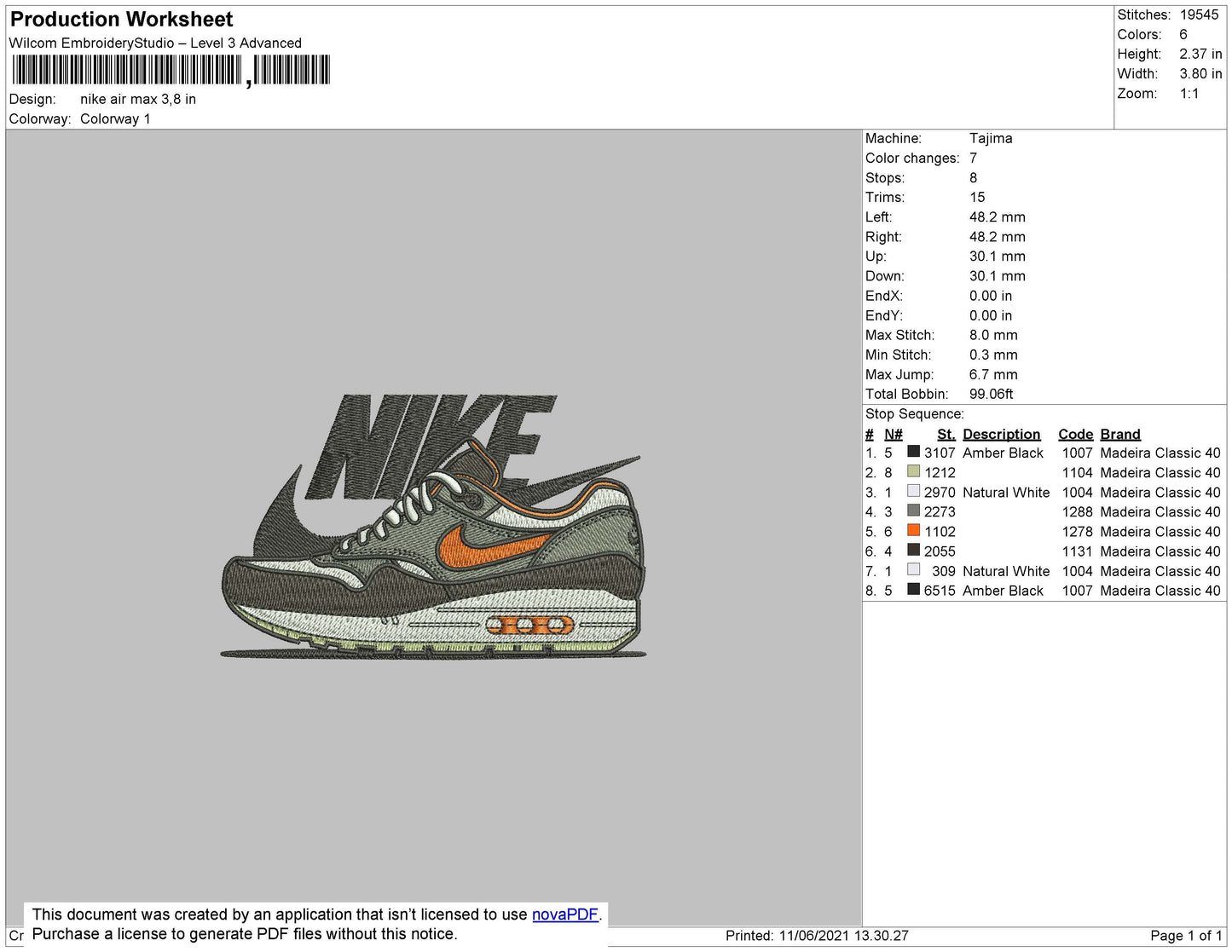 Nike Air Max Embroidery File 4 size