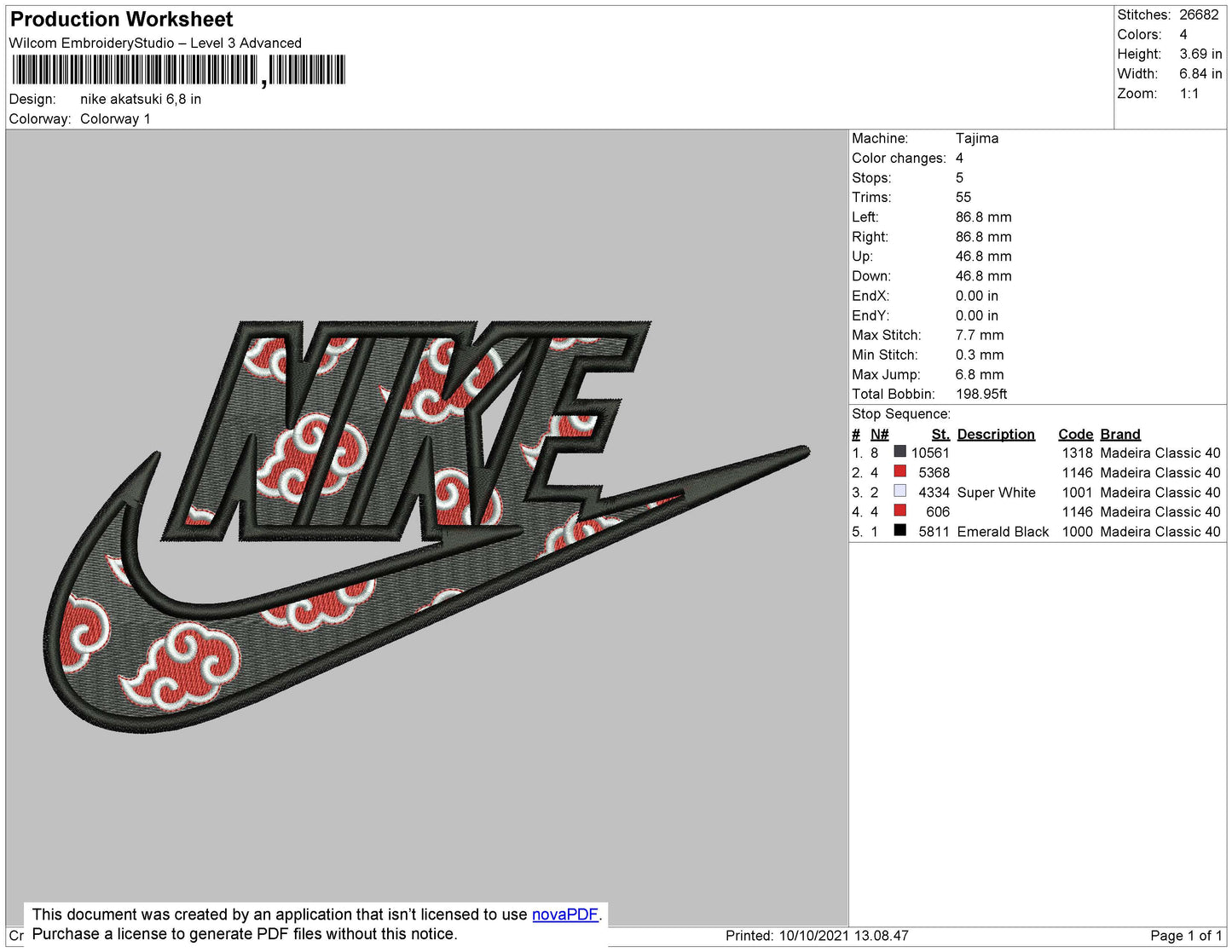 Nike Akatsuki Embroidery File 4 size