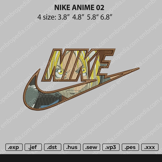 Nike Anime 02 Embroidery File 4 Size