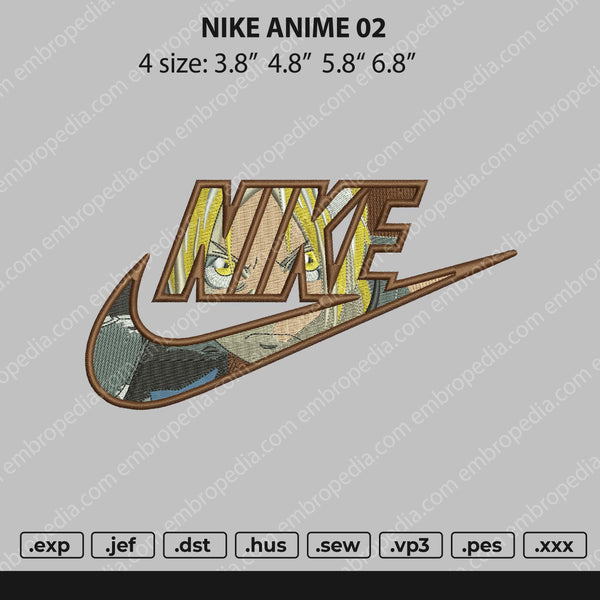 Nike Anime 02 Embroidery File 4 Size
