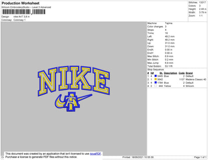 Nike A&T Embroidery File 4 size