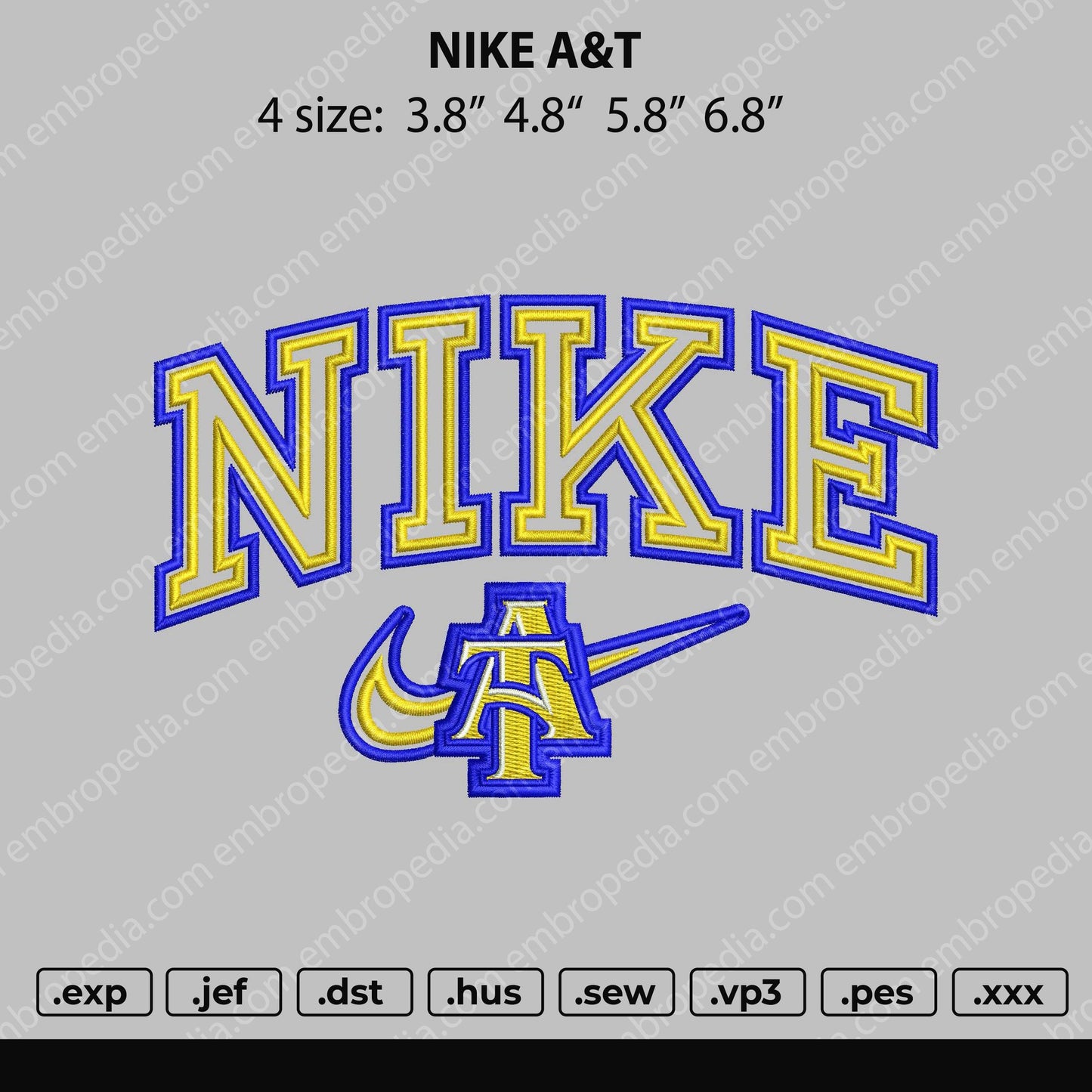 Nike A&T Embroidery File 4 size