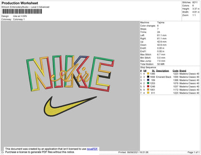 Nike Air 002 Embroidery File 4 size