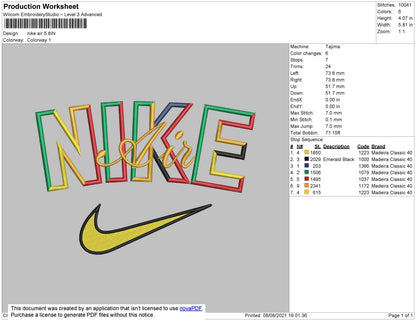 Nike Air 002 Embroidery File 4 size
