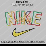 Nike Air 002 Embroidery File 4 size