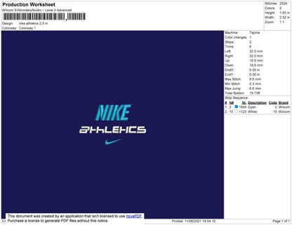 Nike Athletics Embroidery File 4 size
