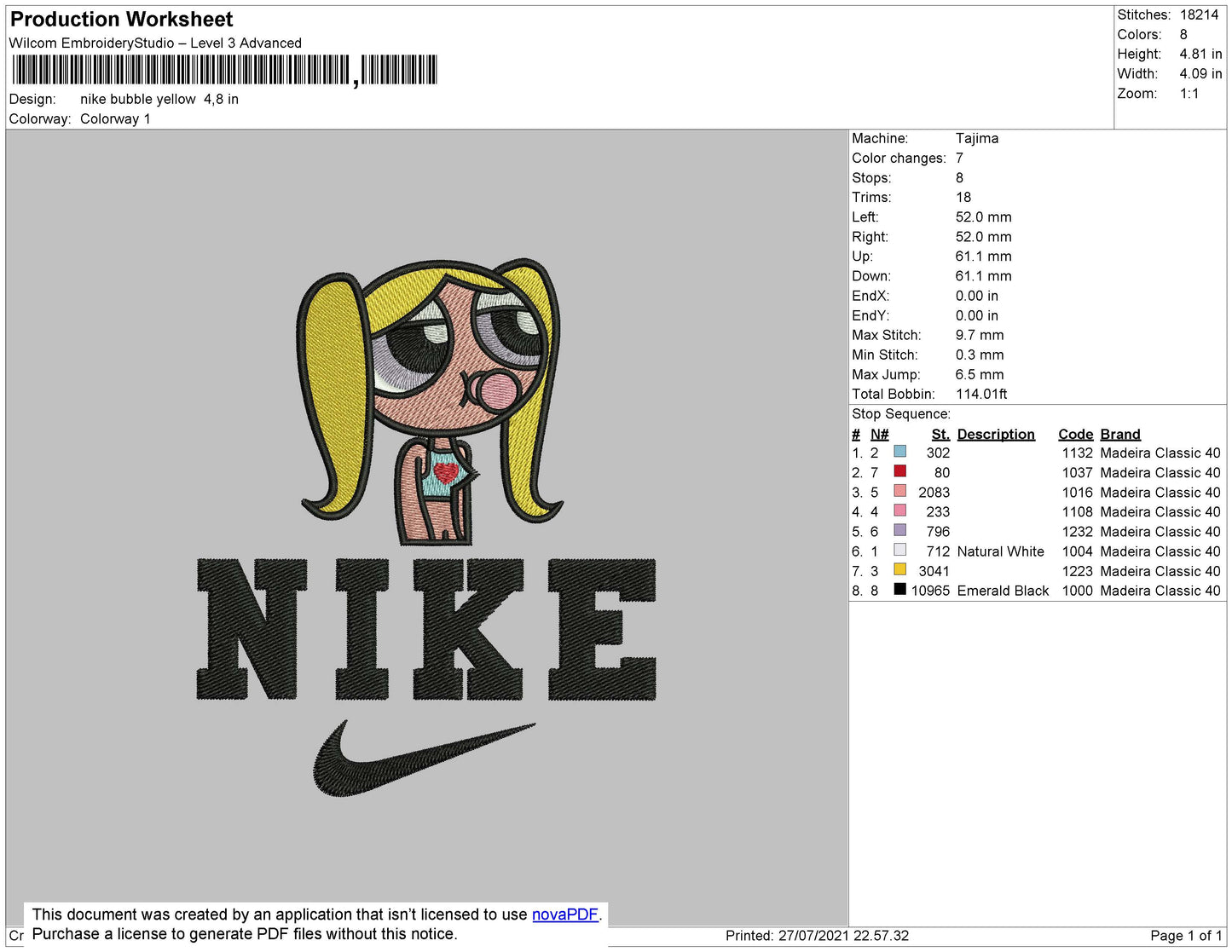 Nike Bubble Yellow Embroidery File 4 size