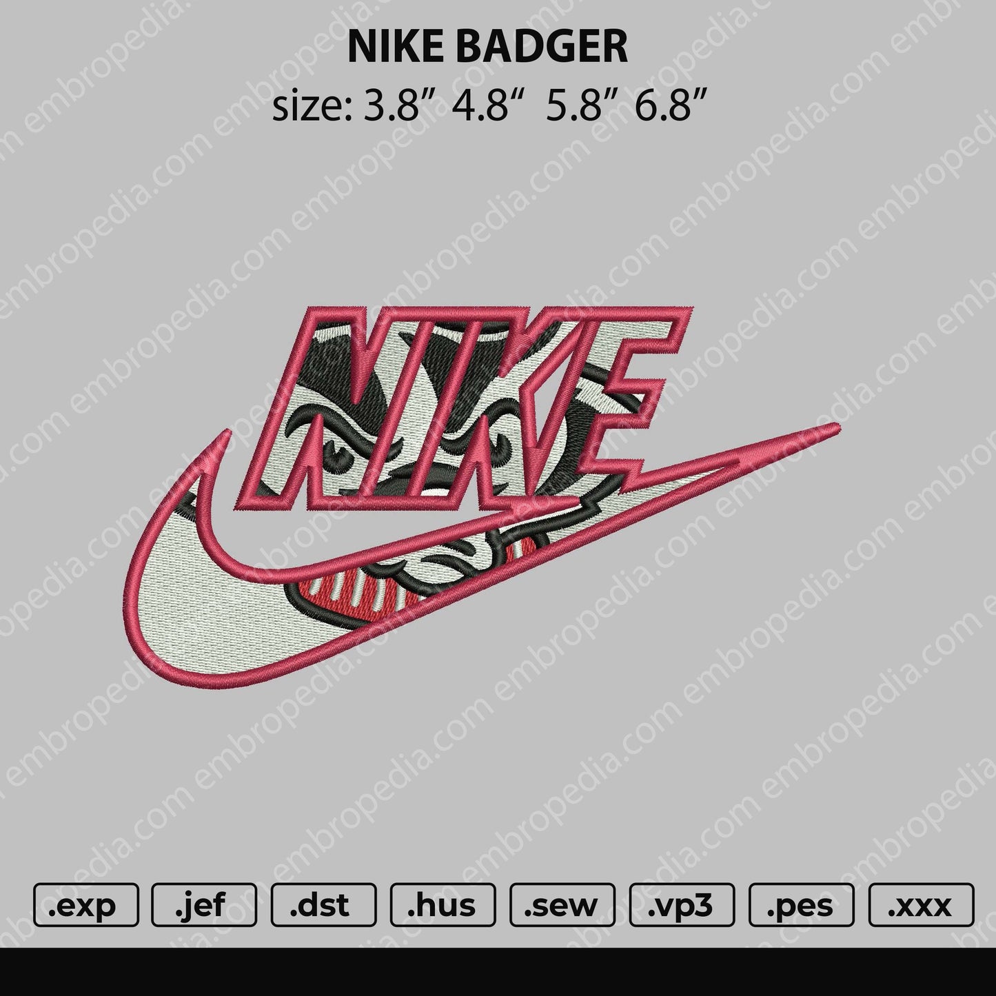 Nike Badger Embroidery File 4 size