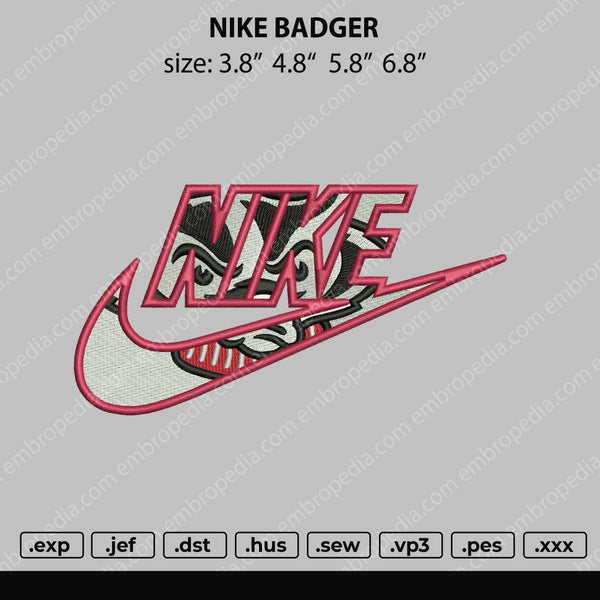 Nike Badger Embroidery File 4 size