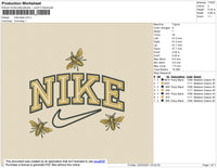 1 Nike Bee Embroidery File 5 Size