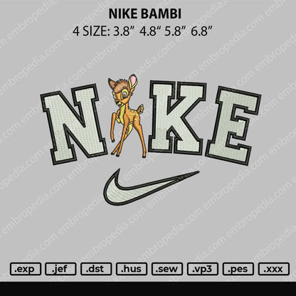 Nike Bambi Embroidery File 4 size