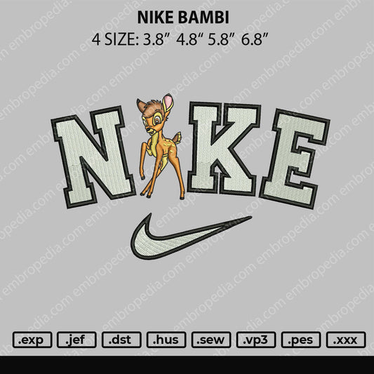 Nike Bambi Embroidery File 4 size