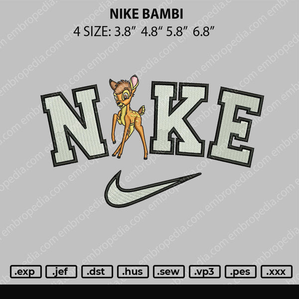 Nike Bambi Embroidery File 4 size