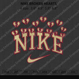 Nike Broken Hearts Embroidery File 4 size