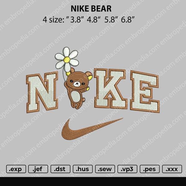 Nike Bear Embroidery File 4 size