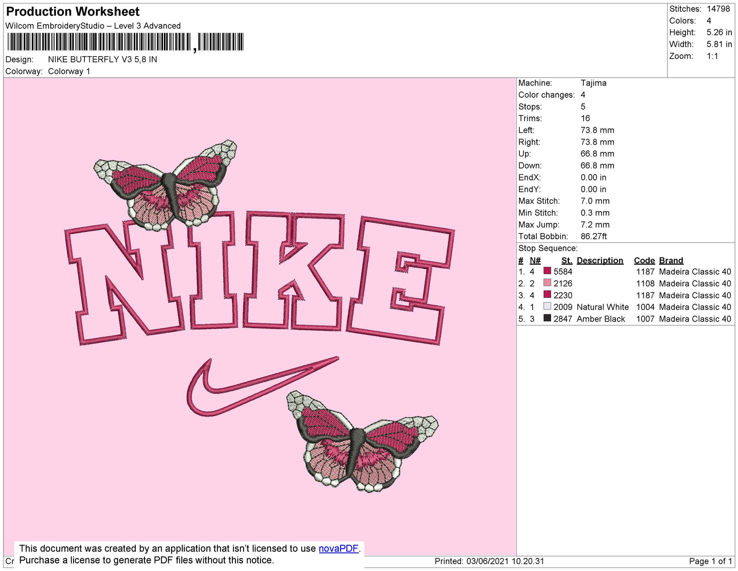 Nike Butterfly V3 Embroidery File 4 size